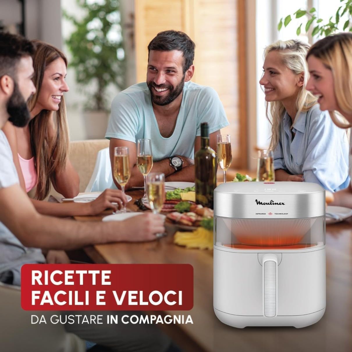 Moulinex Easy Fry Mega, Friggitrice ad Aria Versatile 7,5L/2kg per 8 Persone, 1700-2020W
