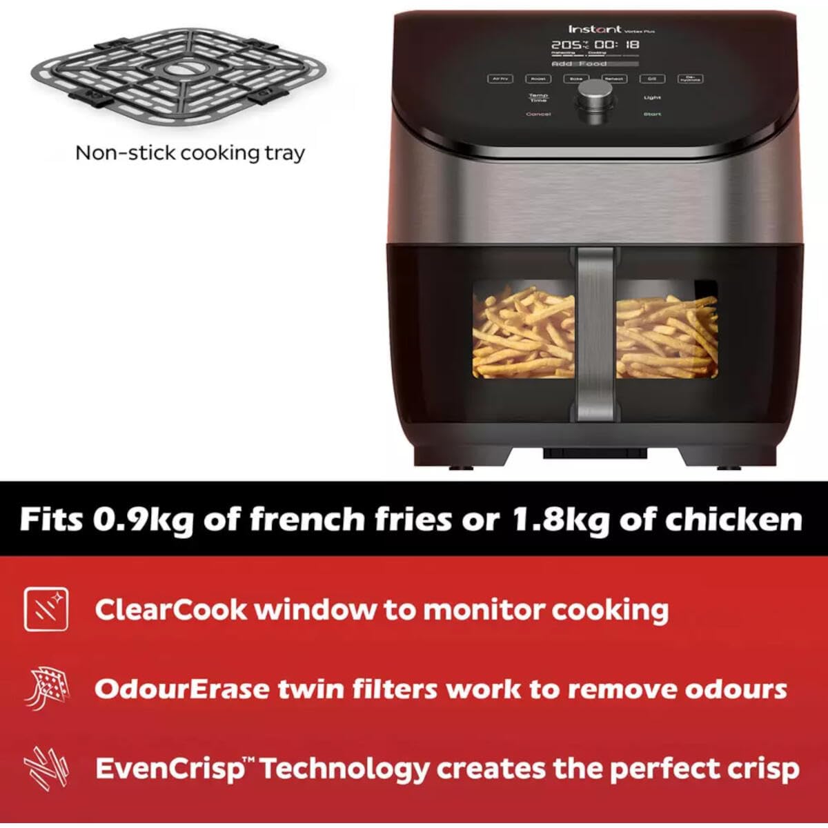 Instant Vortex Plus with ClearCook - 5.7 L Digital Healthy Hot Air Fryer -1700 W