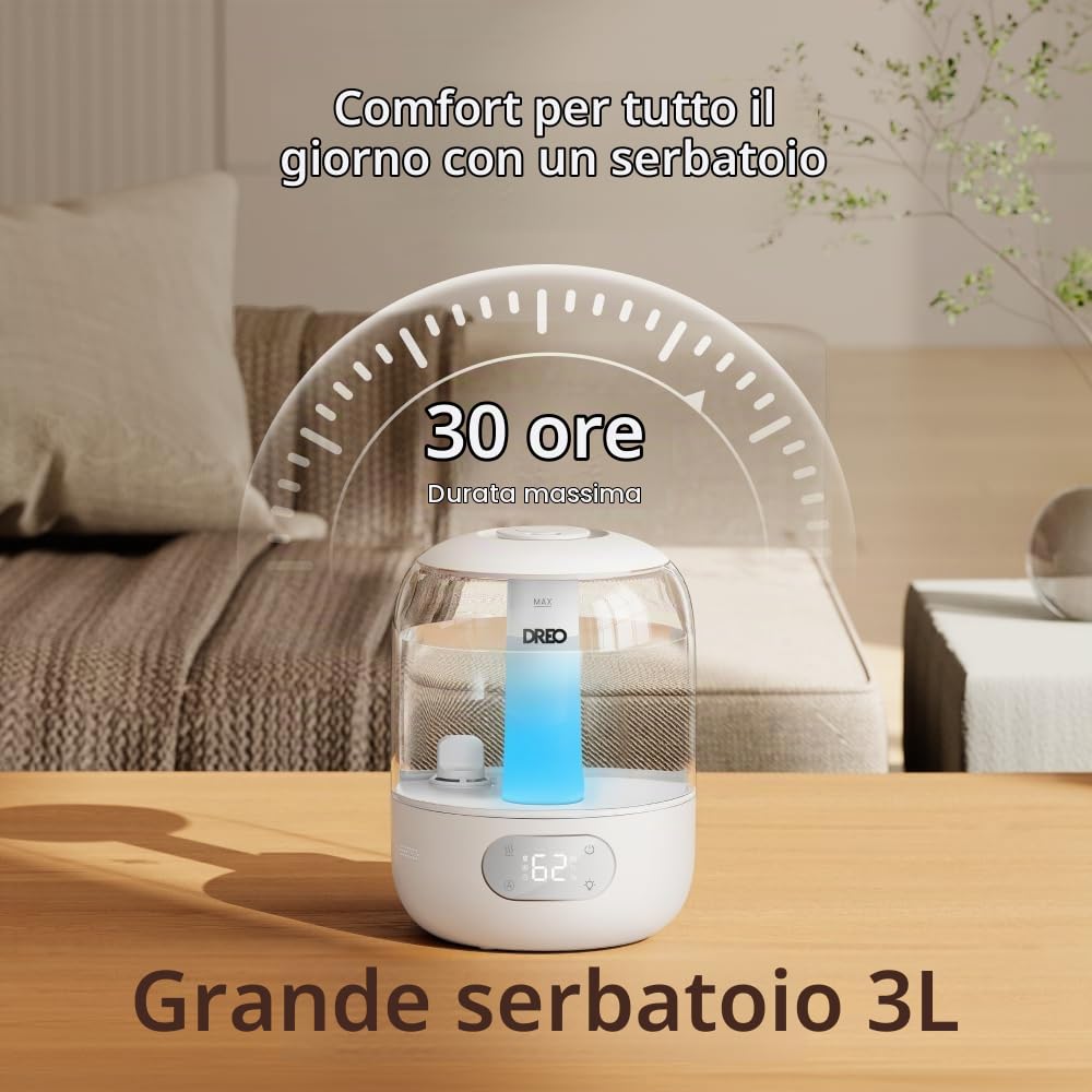 Dreo HM306: Umidificatore a Ultrasuoni 3 L Silenzioso 26 dB