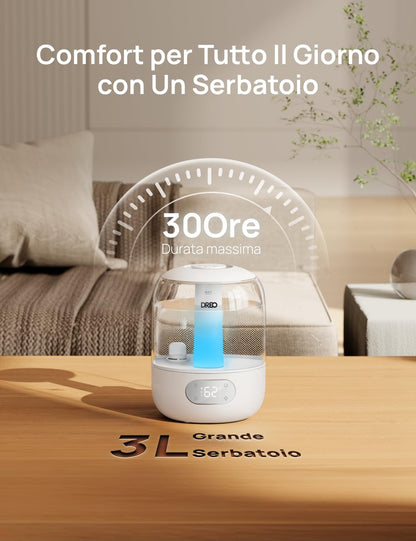 Dreo HM306: Umidificatore a Ultrasuoni 3 L Silenzioso 26 dB