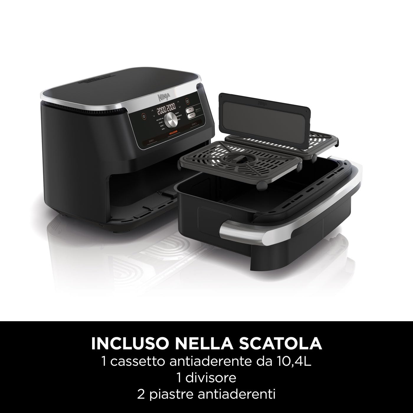 Ninja Foodi FlexDrawer - Friggitrice ad Aria Ampia con Separatore Rimovibile