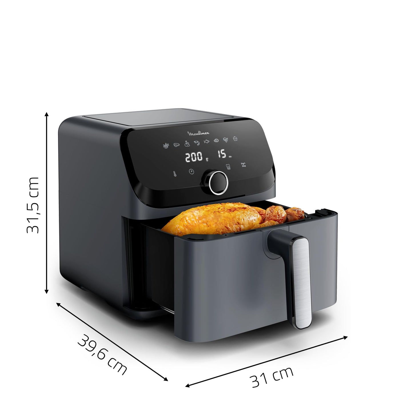 Moulinex Easy Fry Mega, Friggitrice ad Aria Versatile 7,5L/2kg per 8 Persone, 1700-2020W