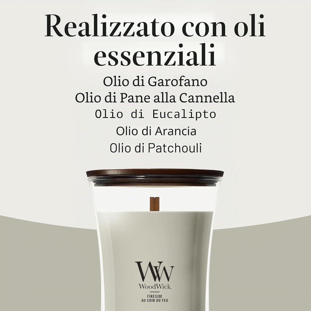 WoodWick Fireside Candela Profumata con Stoppino in Legno 609 g