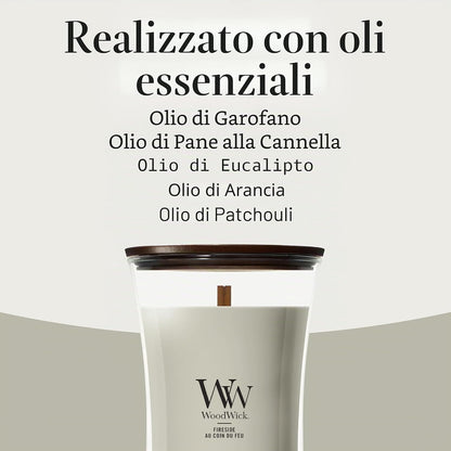 WoodWick Fireside Candela Profumata con Stoppino in Legno 609 g