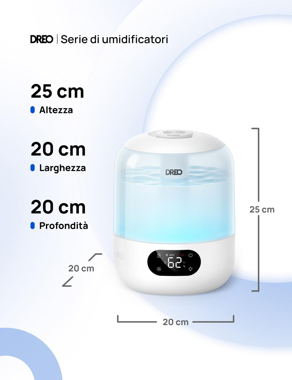 Dreo HM306: Umidificatore a Ultrasuoni 3 L Silenzioso 26 dB