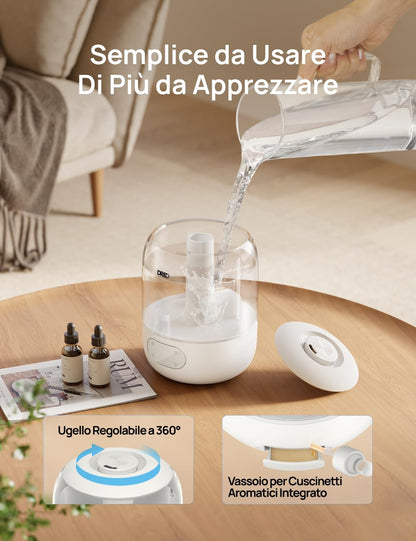 Dreo HM306: Umidificatore a Ultrasuoni 3 L Silenzioso 26 dB