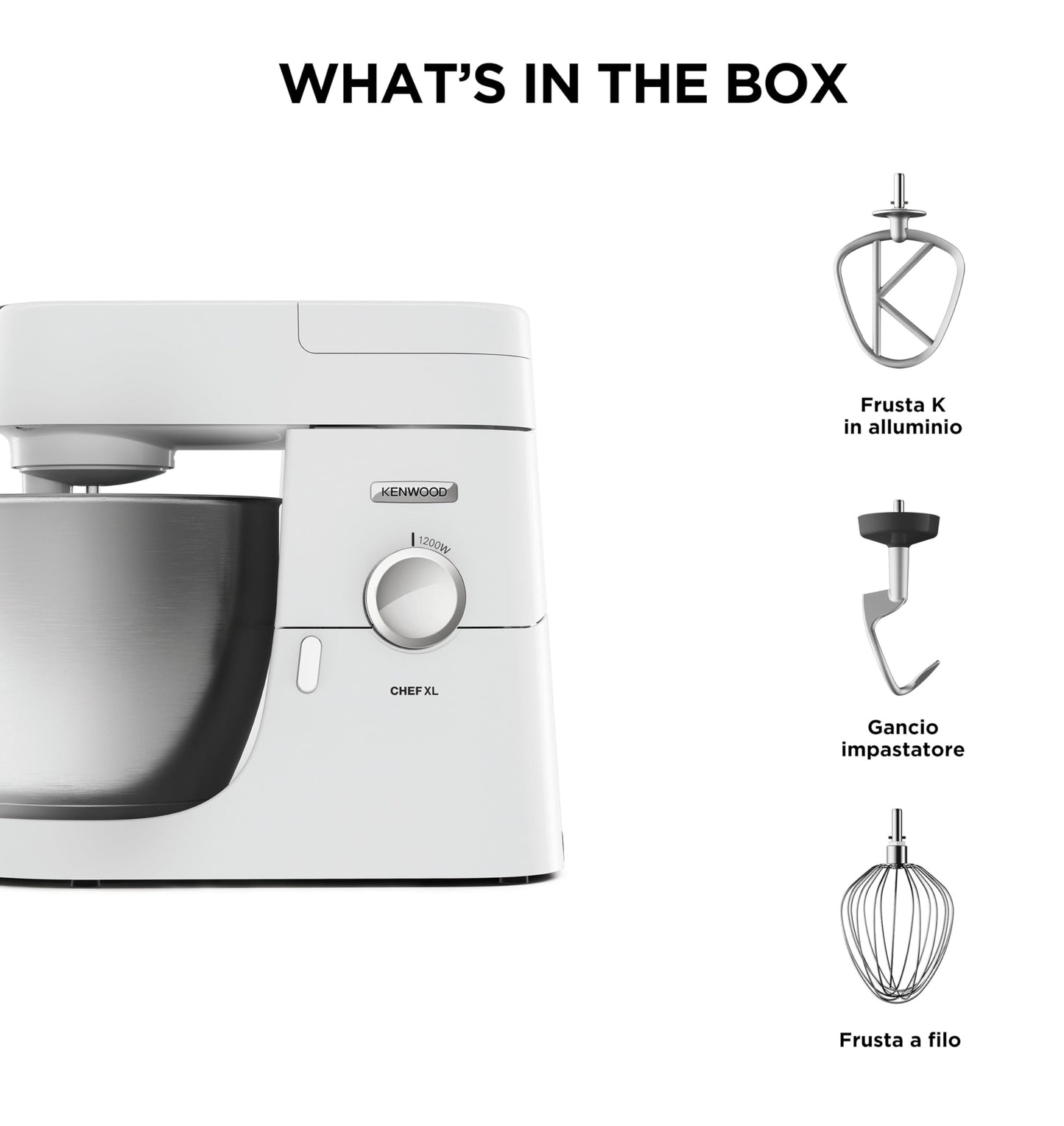 Kenwood Impastatrice Planetaria Chef XL con Ciotola da 6,7L - 1200W