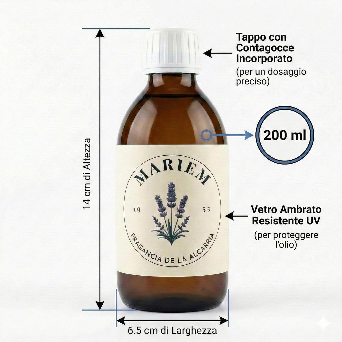 Mariem Olio Essenziale di Lavanda Puro 200 ml per Diffusori