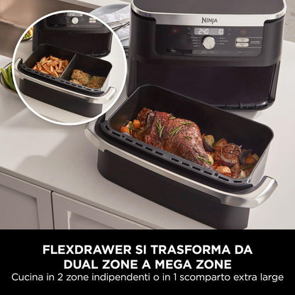 Ninja Foodi FlexDrawer - Friggitrice ad Aria Ampia con Separatore Rimovibile