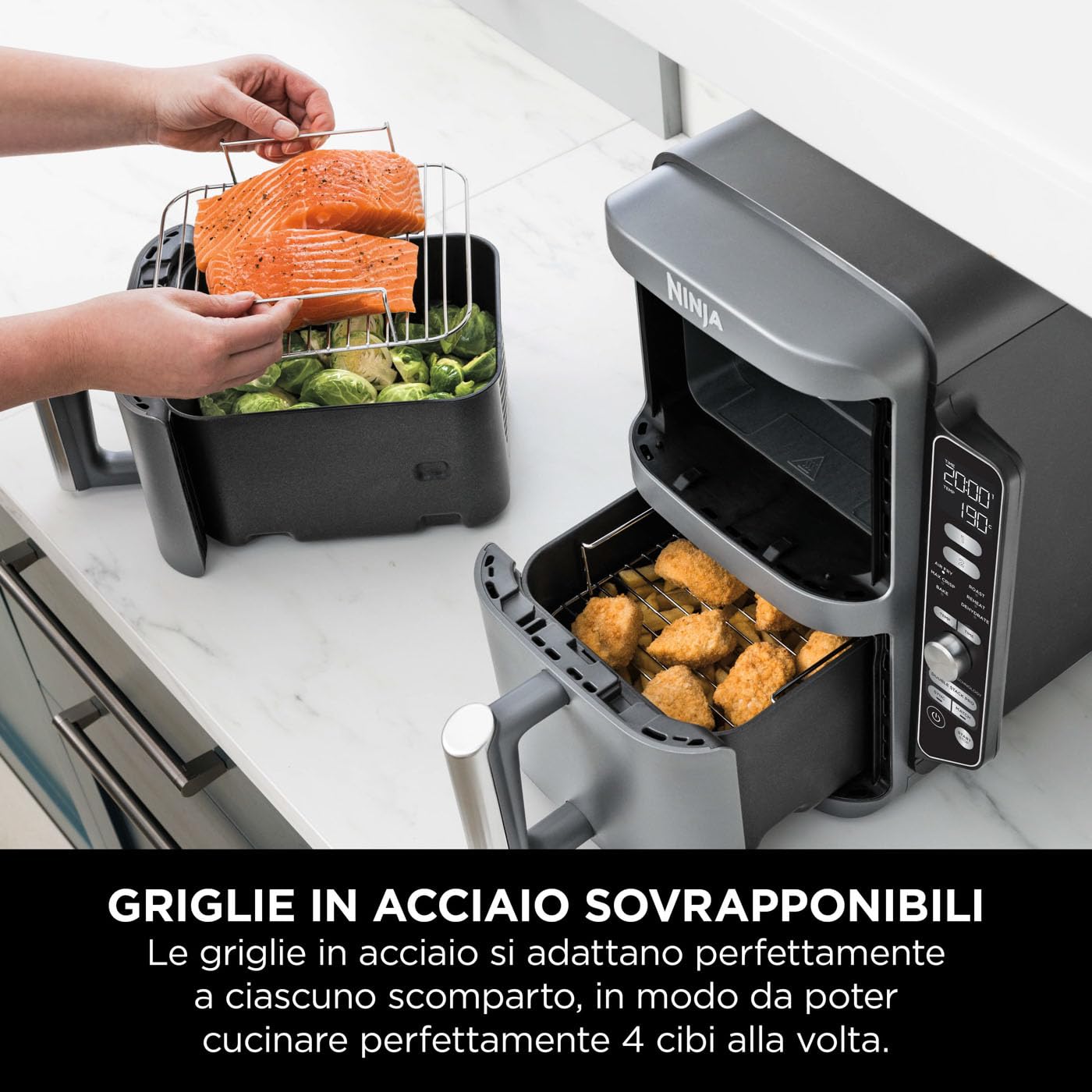Ninja Foodi FlexDrawer - Friggitrice ad Aria Ampia con Separatore Rimovibile