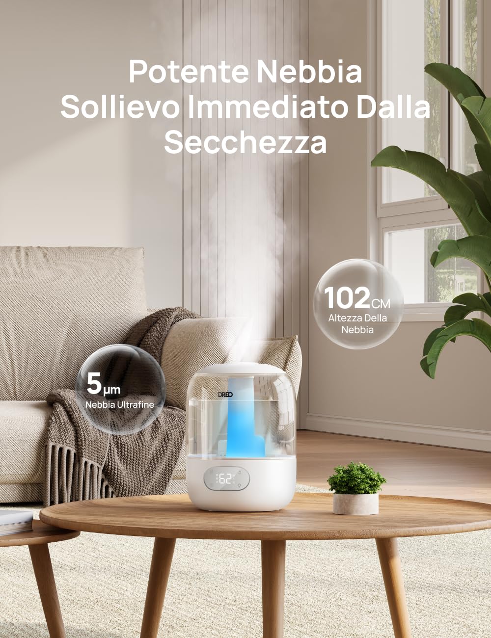 Dreo HM306: Umidificatore a Ultrasuoni 3 L Silenzioso 26 dB