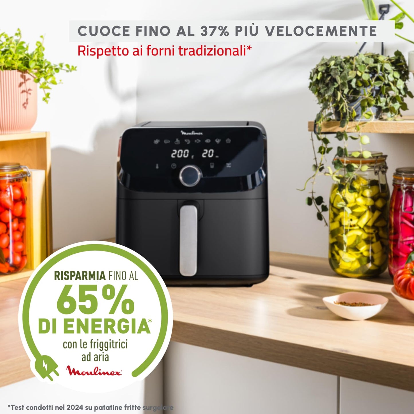 Moulinex Easy Fry Mega, Friggitrice ad Aria Versatile 7,5L/2kg per 8 Persone, 1700-2020W