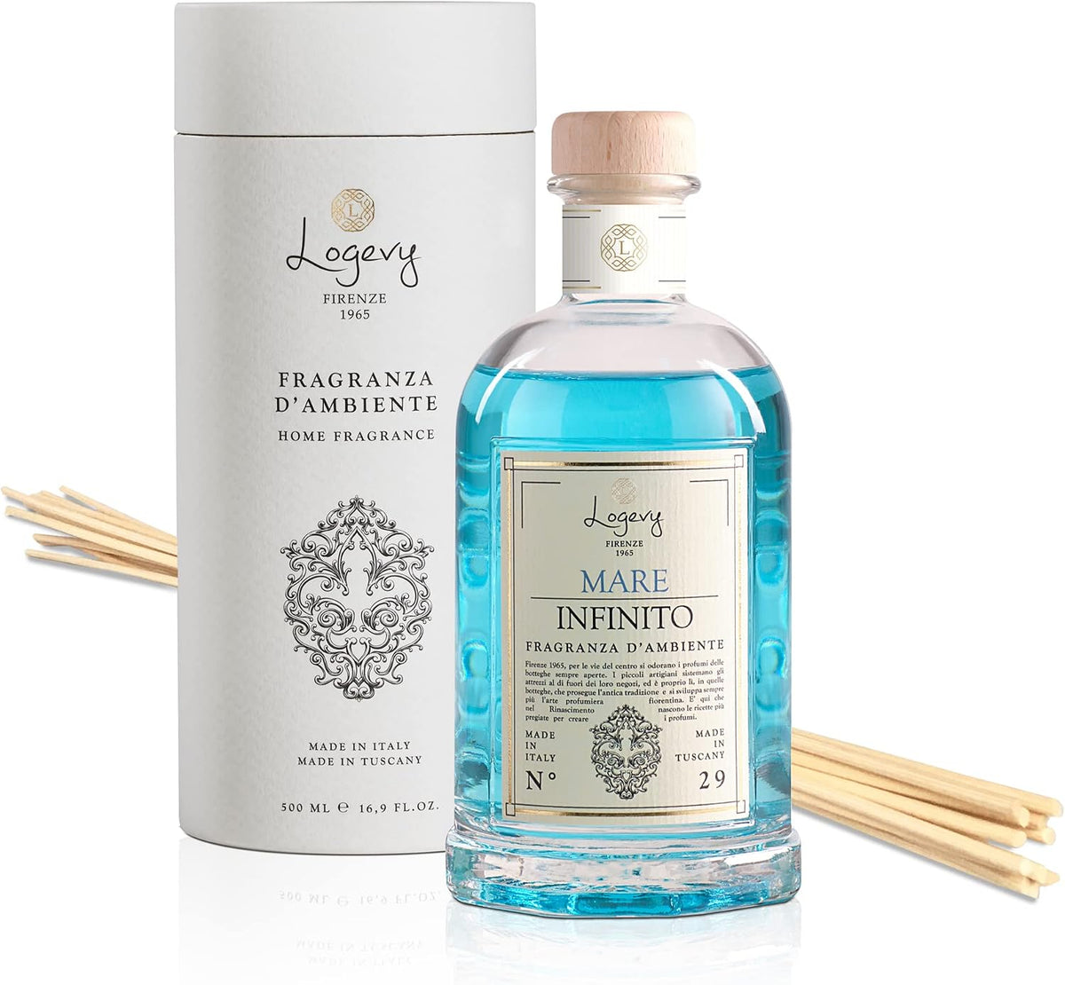 LOGEVY Mare Infinito Profumatore Ambiente con Bastoncini 500 ml