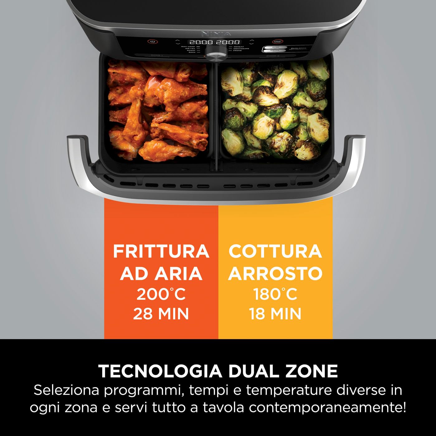 Ninja Foodi FlexDrawer - Friggitrice ad Aria Ampia con Separatore Rimovibile