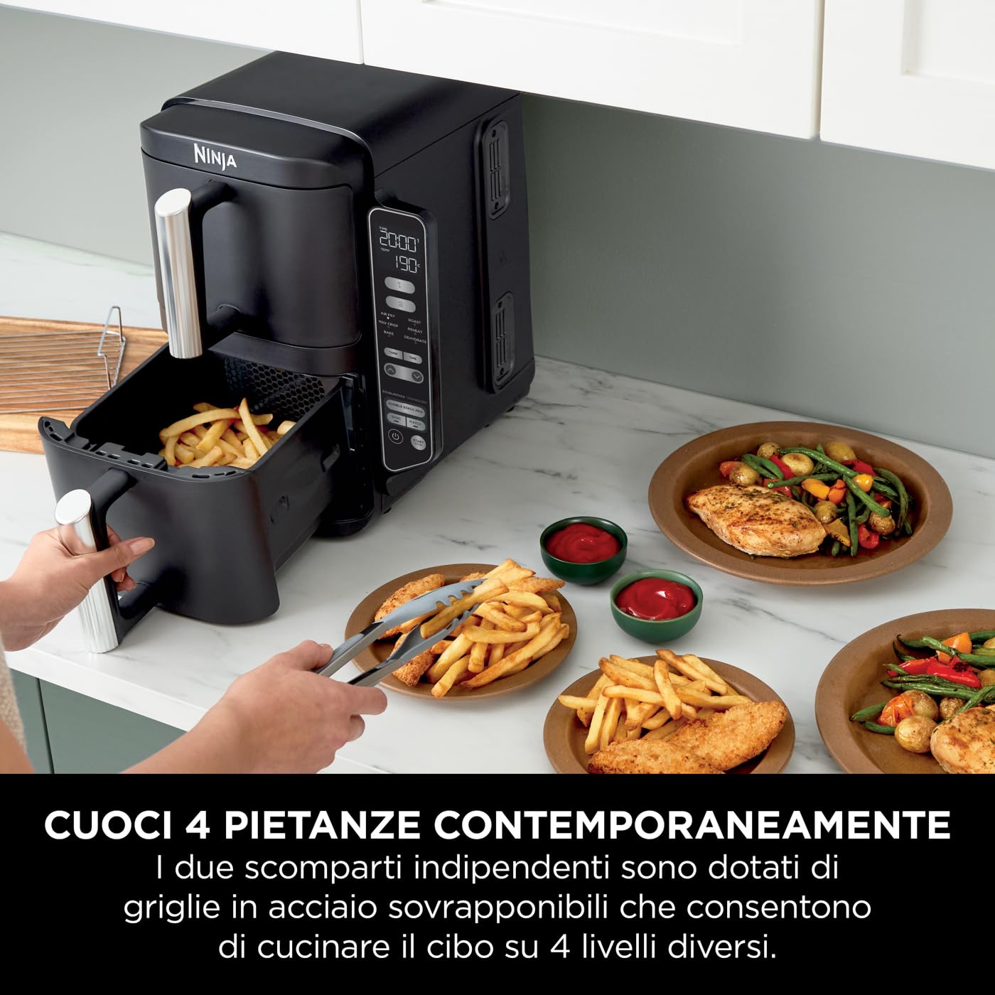 Ninja Foodi FlexDrawer - Friggitrice ad Aria Ampia con Separatore Rimovibile