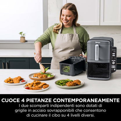 Ninja Foodi FlexDrawer - Friggitrice ad Aria Ampia con Separatore Rimovibile