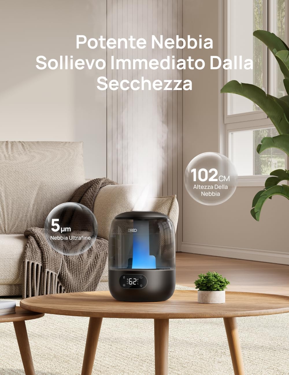 Dreo HM306: Umidificatore a Ultrasuoni 3 L Silenzioso 26 dB