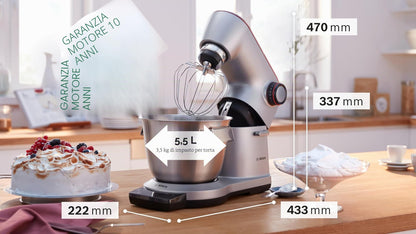 Bosch Elettrodomestici Planetaria da Cucina con Bilancia Integrata e capacità da 5.5 Litri - 1500 W