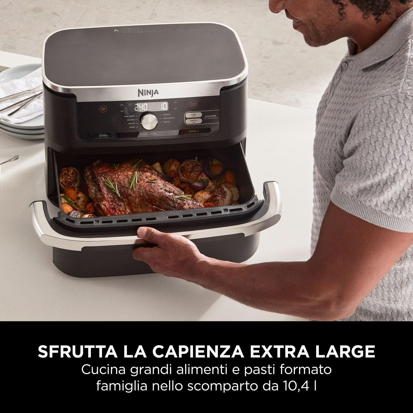 Ninja Foodi FlexDrawer - Friggitrice ad Aria Ampia con Separatore Rimovibile