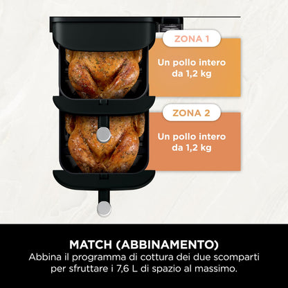 Ninja Foodi FlexDrawer - Friggitrice ad Aria Ampia con Separatore Rimovibile