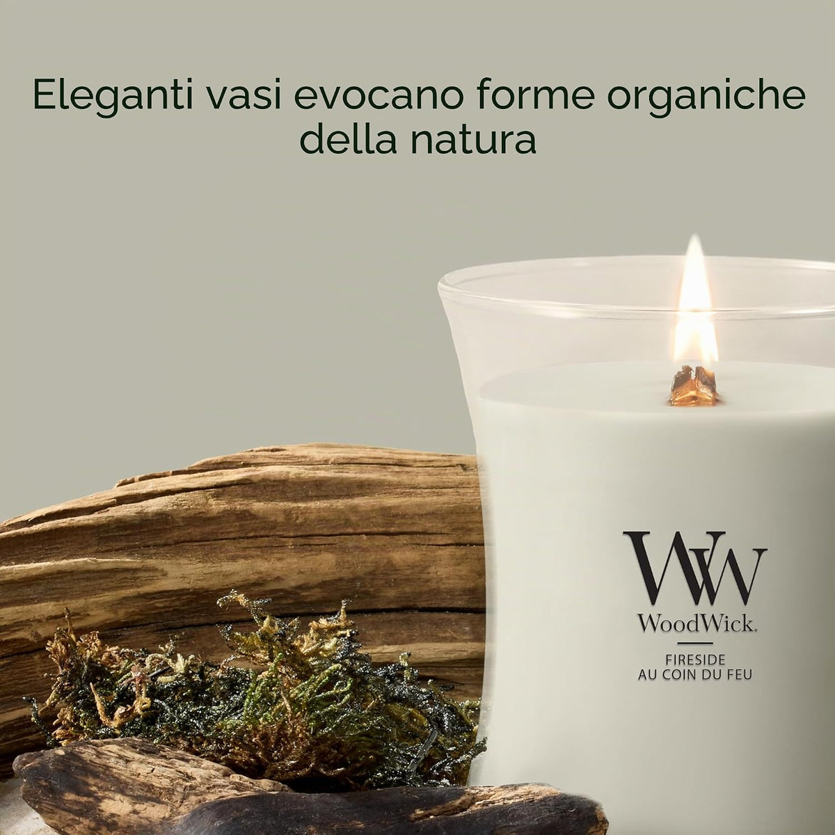 WoodWick Fireside Candela Profumata con Stoppino in Legno 609 g