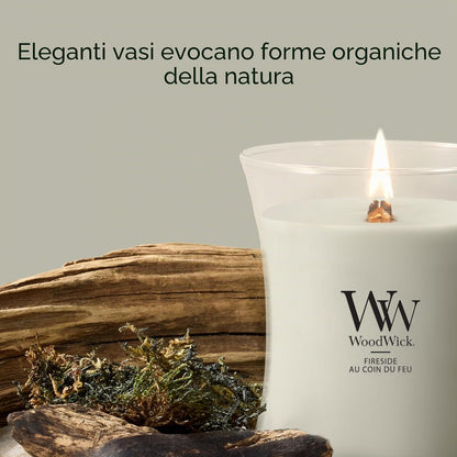 WoodWick Fireside Candela Profumata con Stoppino in Legno 609 g