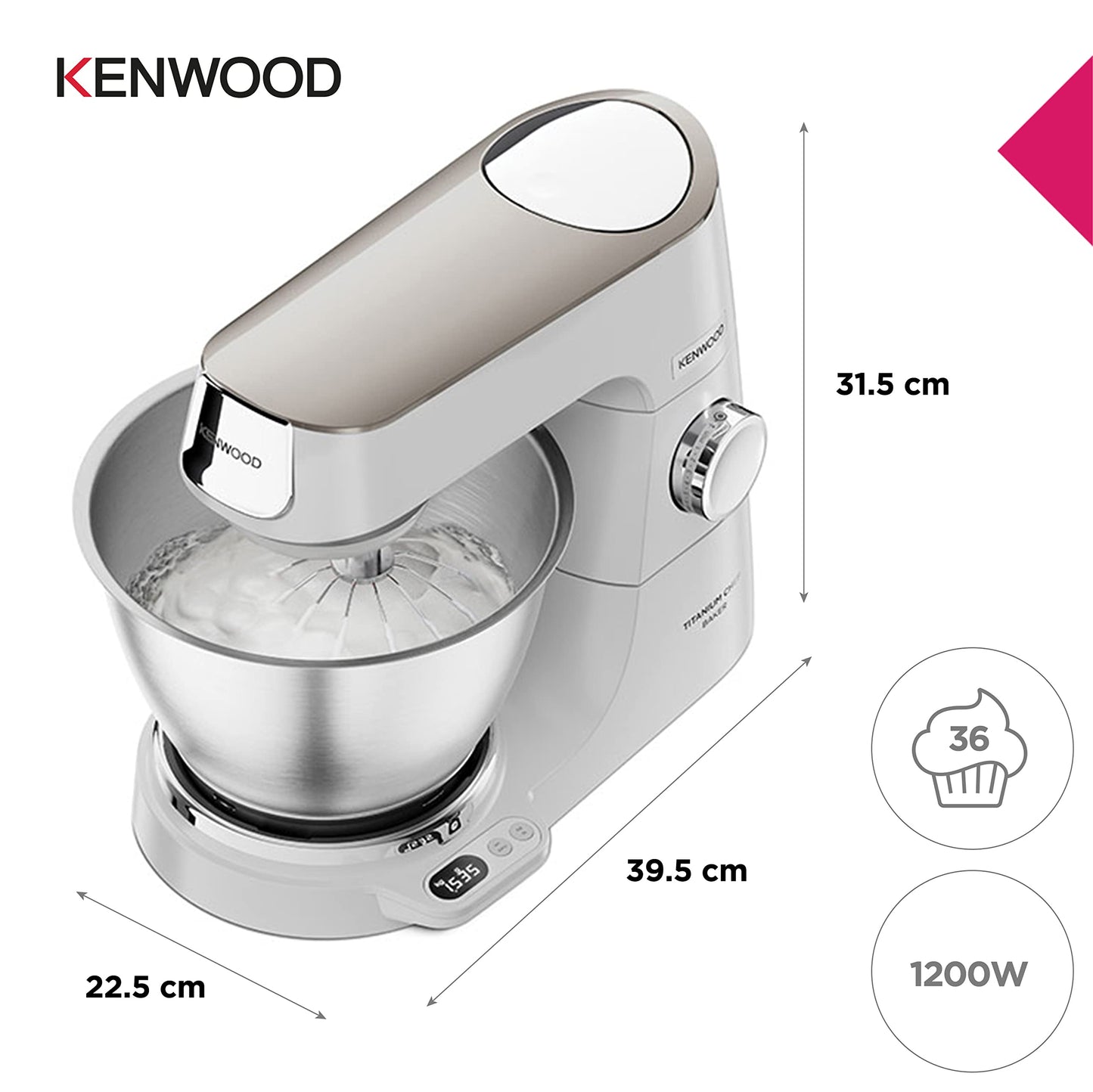 Kenwood Titanium Chef Baker XL Doppia Ciotola da 5L e 7L e Food Processor