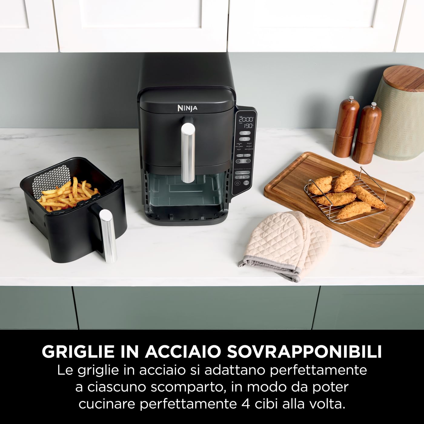 Ninja Foodi FlexDrawer - Friggitrice ad Aria Ampia con Separatore Rimovibile