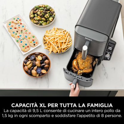 Ninja Foodi FlexDrawer - Friggitrice ad Aria Ampia con Separatore Rimovibile