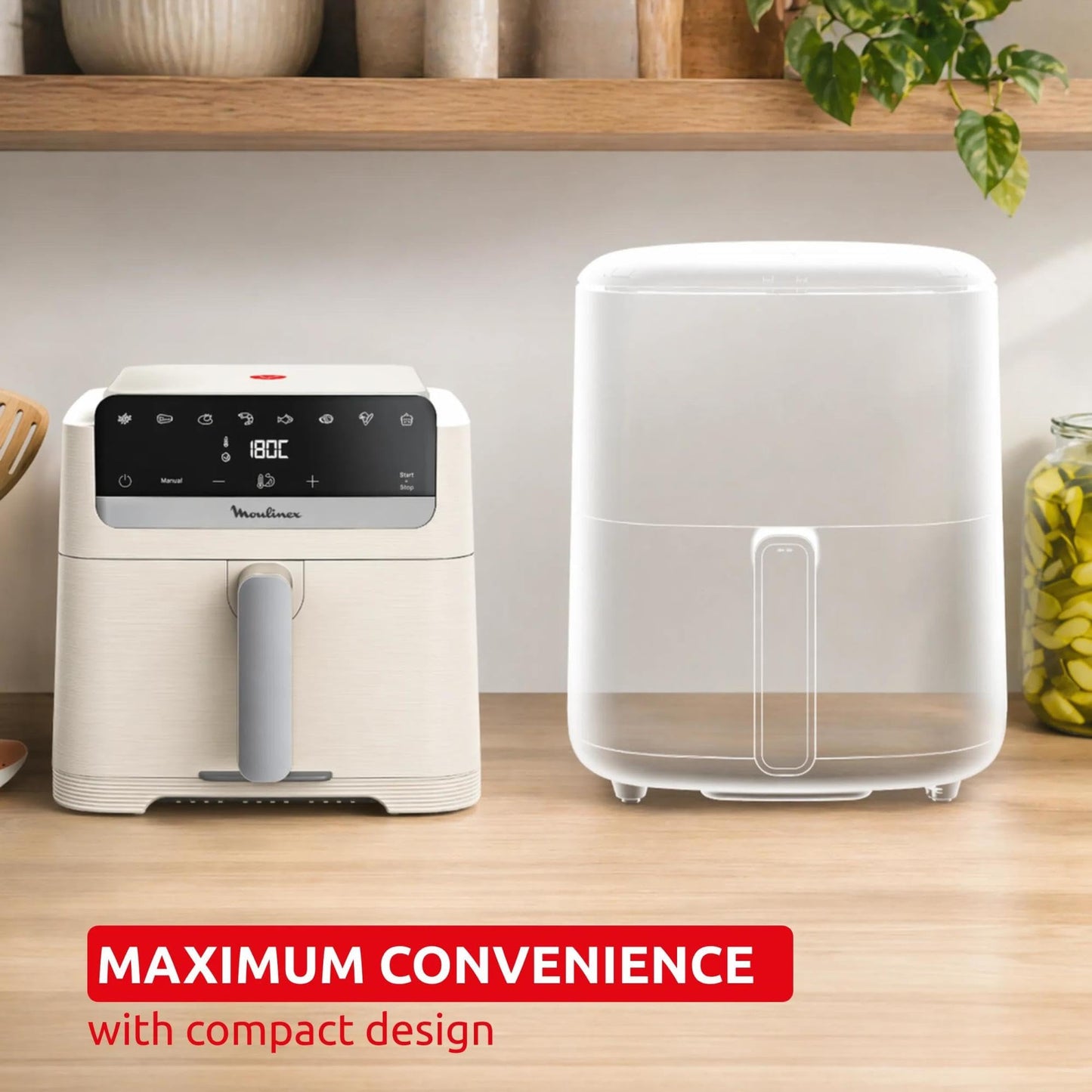 Moulinex Easy Fry Mega, Friggitrice ad Aria Versatile 7,5L/2kg per 8 Persone, 1700-2020W