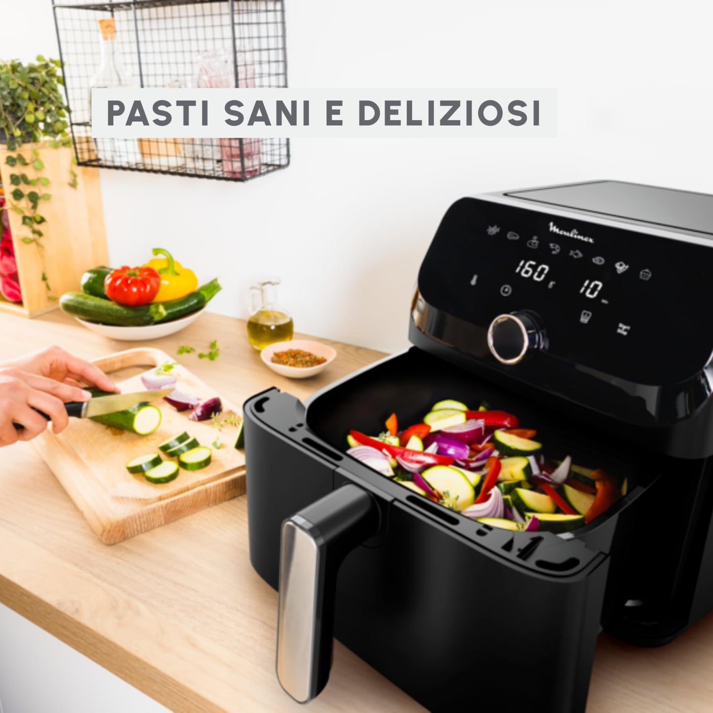 Moulinex Easy Fry Mega, Friggitrice ad Aria Versatile 7,5L/2kg per 8 Persone, 1700-2020W