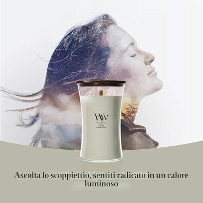 WoodWick Fireside Candela Profumata con Stoppino in Legno 609 g
