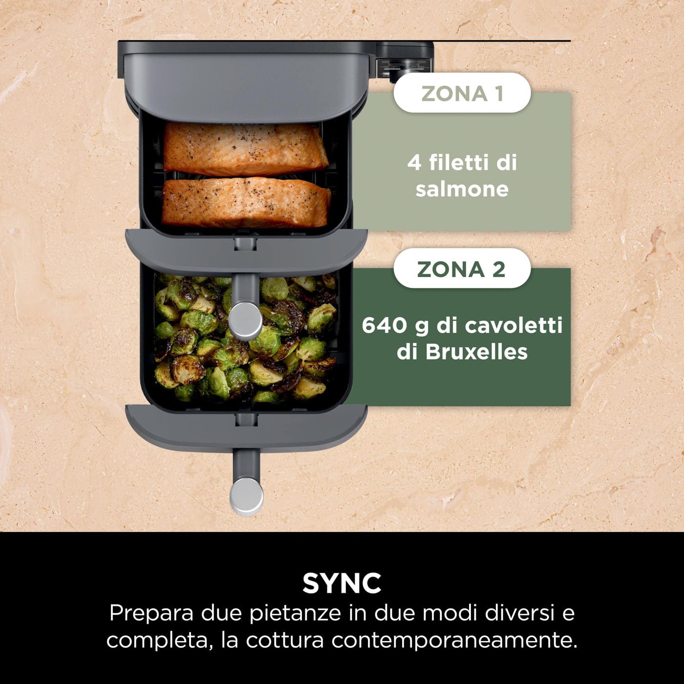 Ninja Foodi FlexDrawer - Friggitrice ad Aria Ampia con Separatore Rimovibile