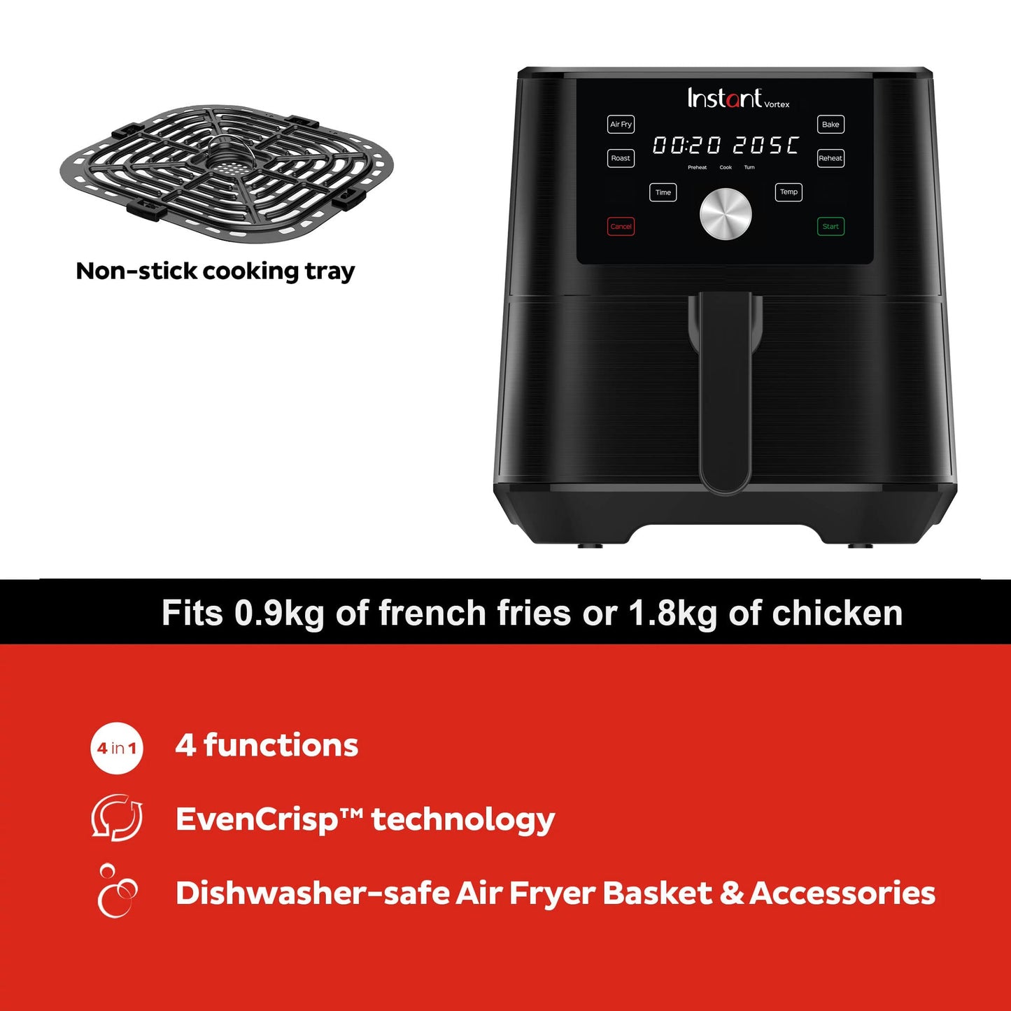 Instant Vortex Plus with ClearCook - 5.7 L Digital Healthy Hot Air Fryer -1700 W