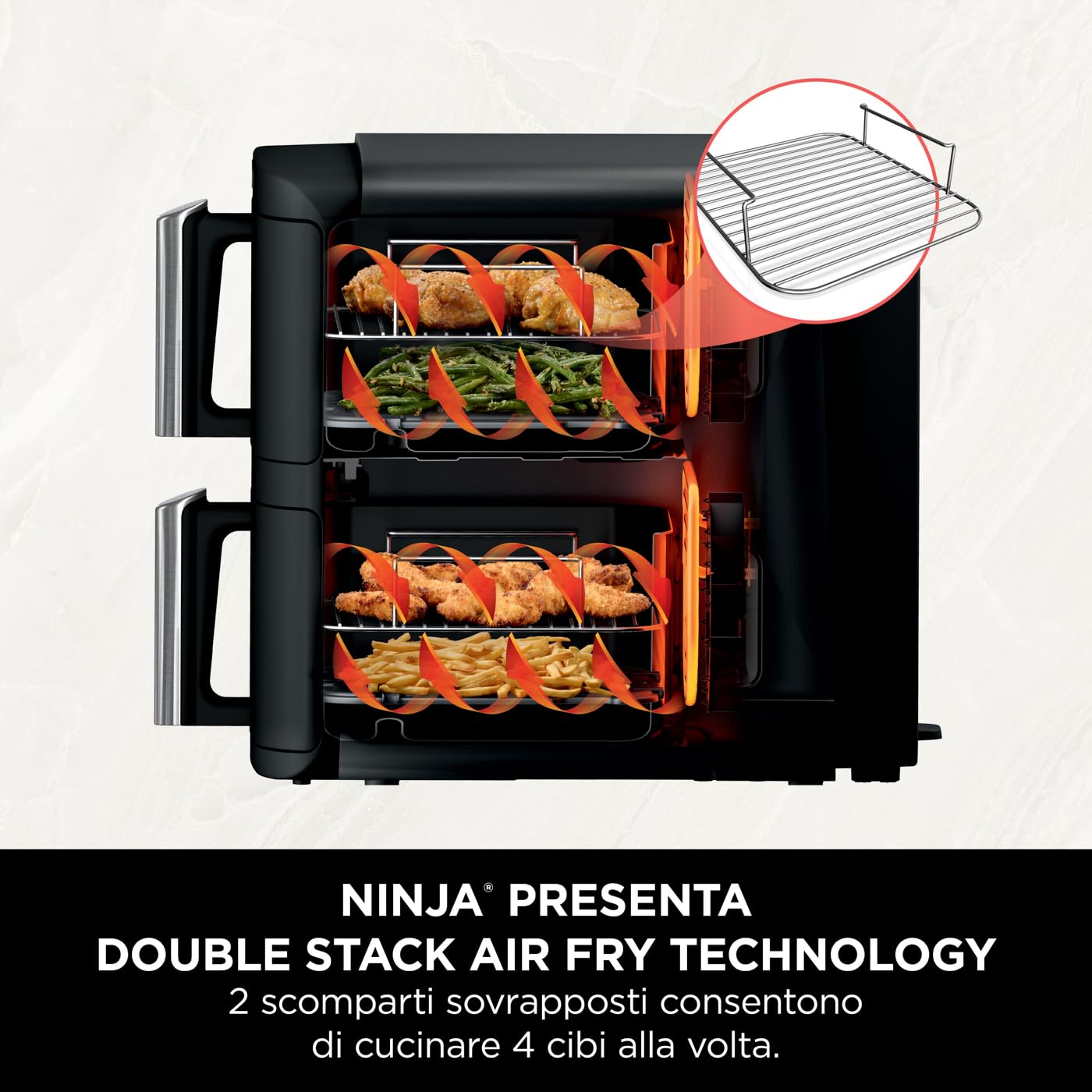 Ninja Foodi FlexDrawer - Friggitrice ad Aria Ampia con Separatore Rimovibile