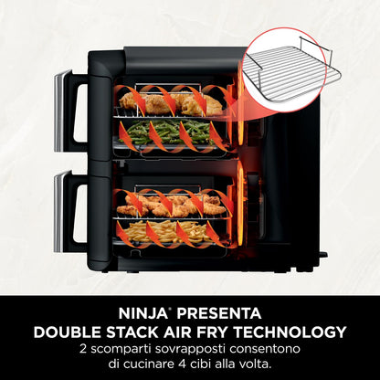 Ninja Foodi FlexDrawer - Friggitrice ad Aria Ampia con Separatore Rimovibile