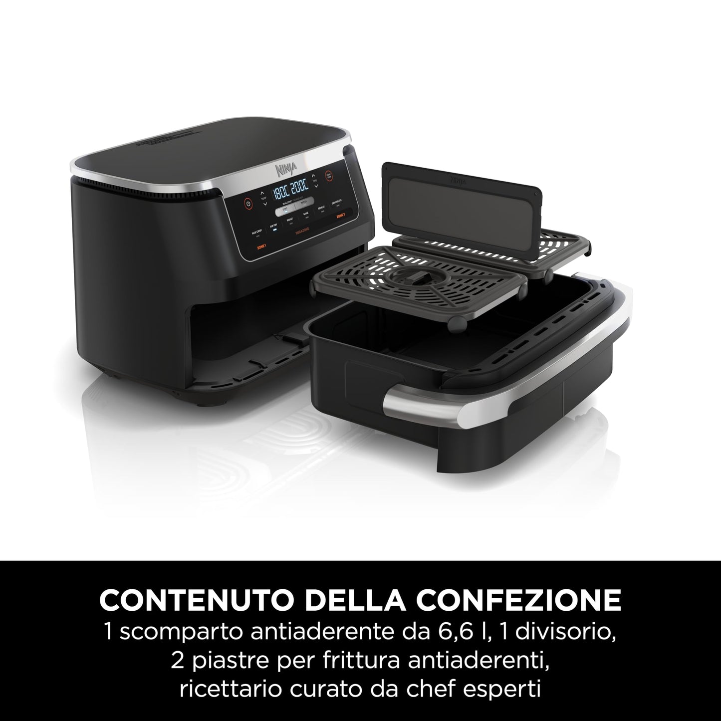 Ninja Foodi FlexDrawer - Friggitrice ad Aria Ampia con Separatore Rimovibile