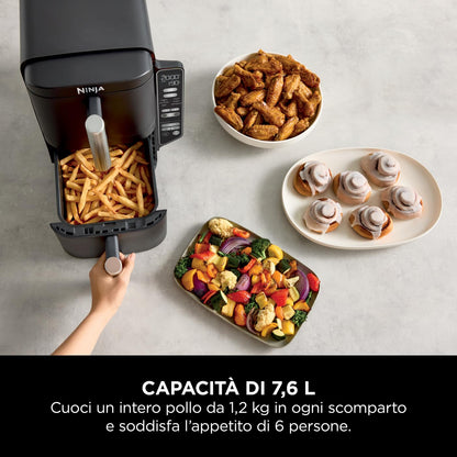 Ninja Foodi FlexDrawer - Friggitrice ad Aria Ampia con Separatore Rimovibile