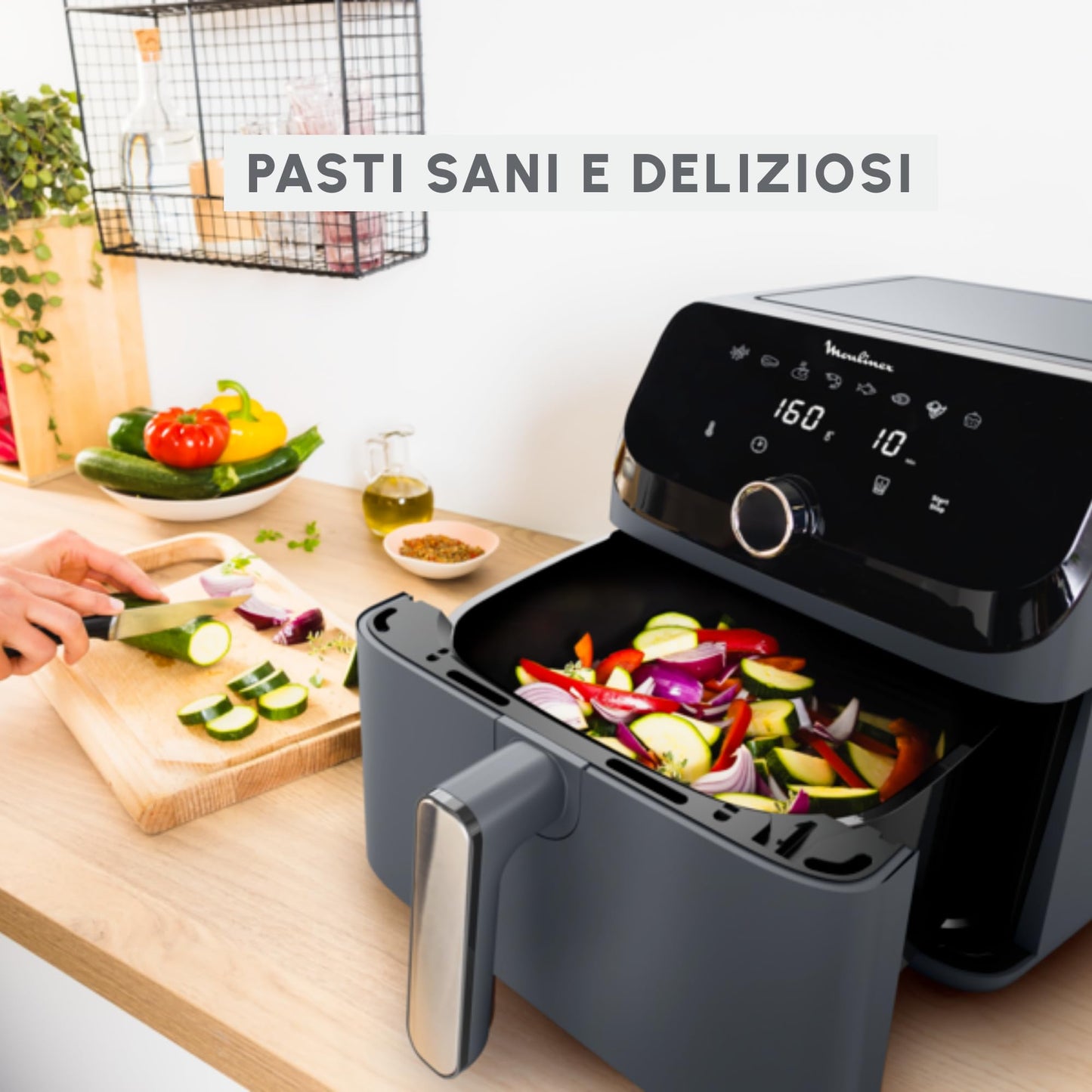 Moulinex Easy Fry Mega, Friggitrice ad Aria Versatile 7,5L/2kg per 8 Persone, 1700-2020W