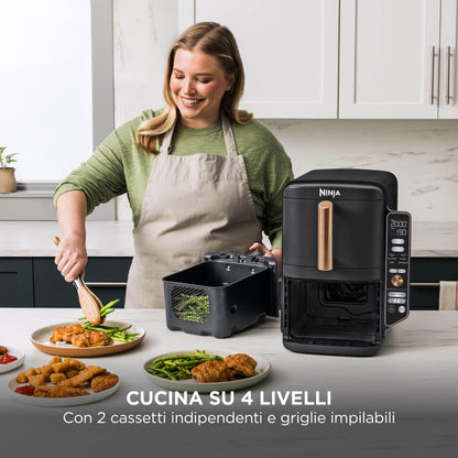 Ninja Foodi FlexDrawer - Friggitrice ad Aria Ampia con Separatore Rimovibile