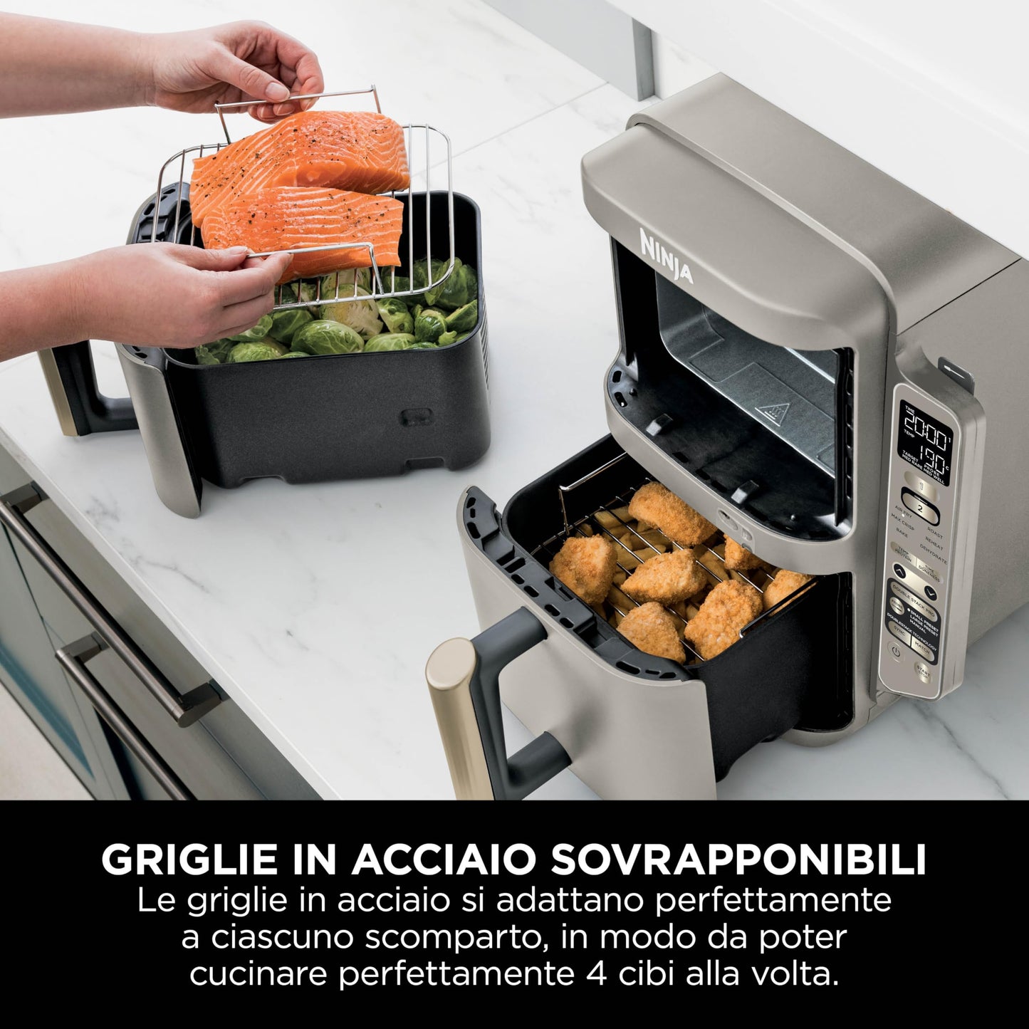 Ninja Foodi FlexDrawer - Friggitrice ad Aria Ampia con Separatore Rimovibile