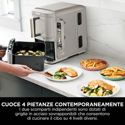 Ninja Foodi FlexDrawer - Friggitrice ad Aria Ampia con Separatore Rimovibile