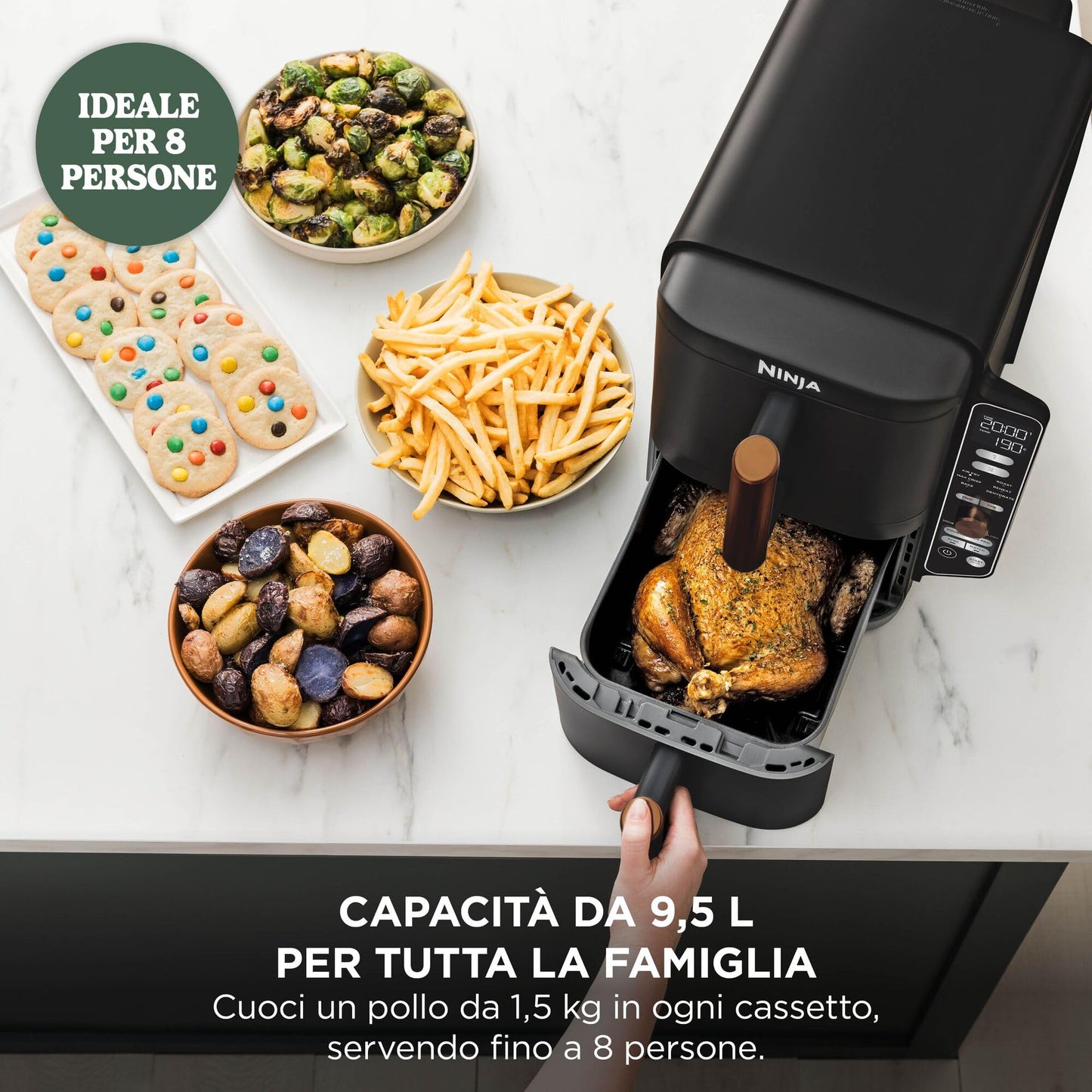 Ninja Foodi FlexDrawer - Friggitrice ad Aria Ampia con Separatore Rimovibile