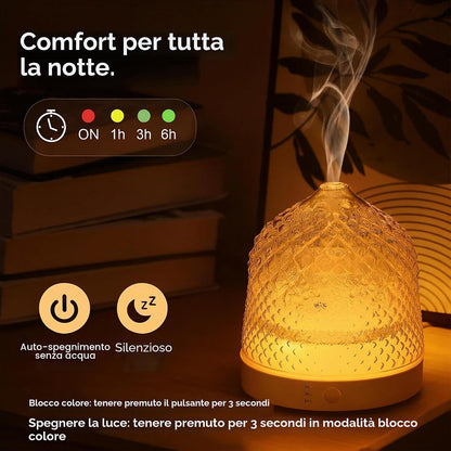 ALMA Diffusore Oli Essenziali in Vetro 200 ml con LED