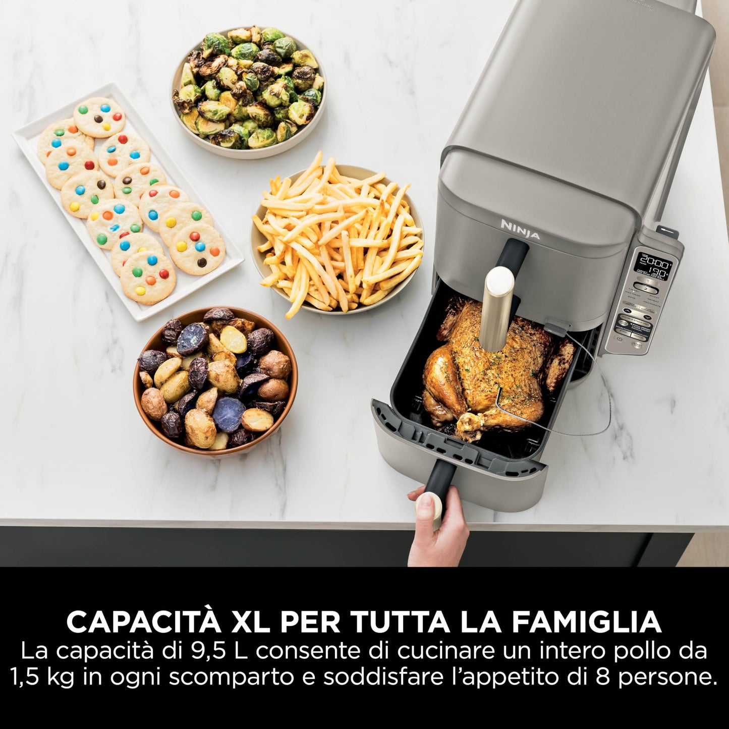 Ninja Foodi FlexDrawer - Friggitrice ad Aria Ampia con Separatore Rimovibile