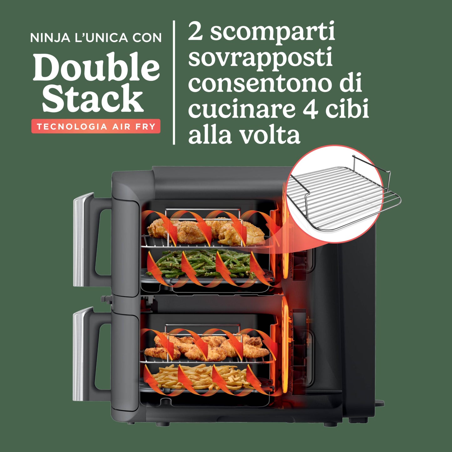 Ninja Foodi FlexDrawer - Friggitrice ad Aria Ampia con Separatore Rimovibile