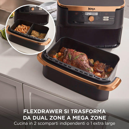 Ninja Foodi FlexDrawer - Friggitrice ad Aria Ampia con Separatore Rimovibile