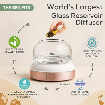 ALMA Diffusore Oli Essenziali in Vetro 200 ml con LED