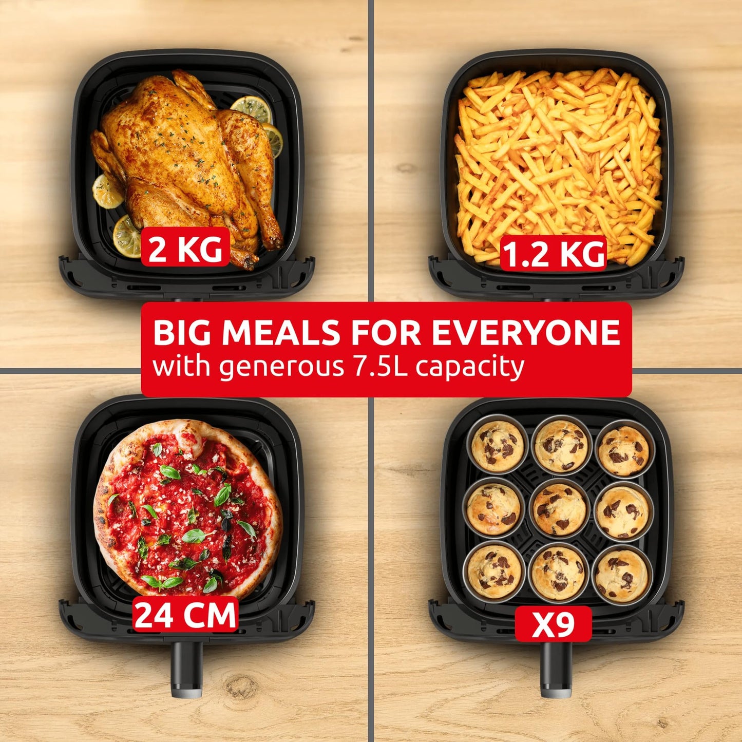 Moulinex Easy Fry Mega, Friggitrice ad Aria Versatile 7,5L/2kg per 8 Persone, 1700-2020W