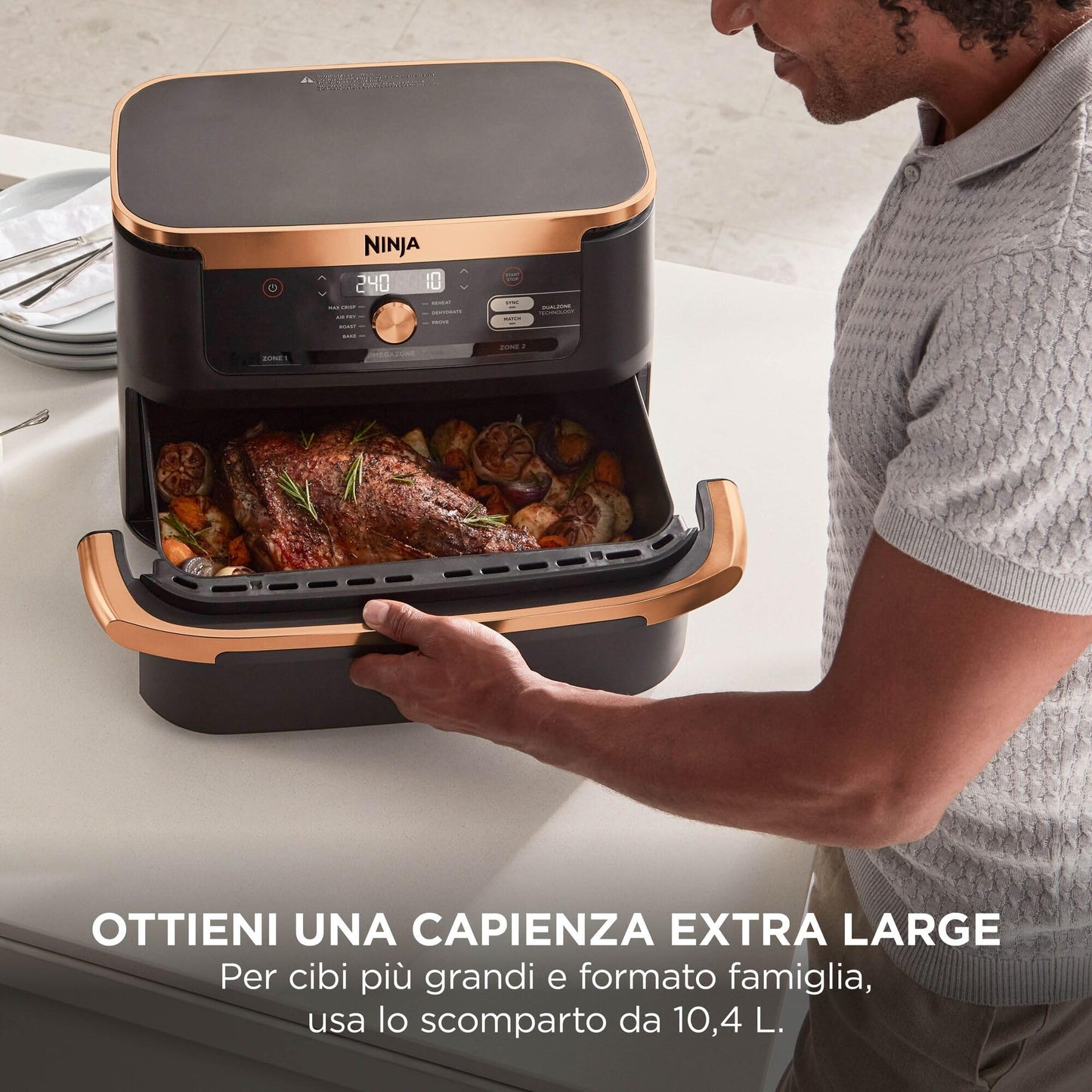 Ninja Foodi FlexDrawer - Friggitrice ad Aria Ampia con Separatore Rimovibile